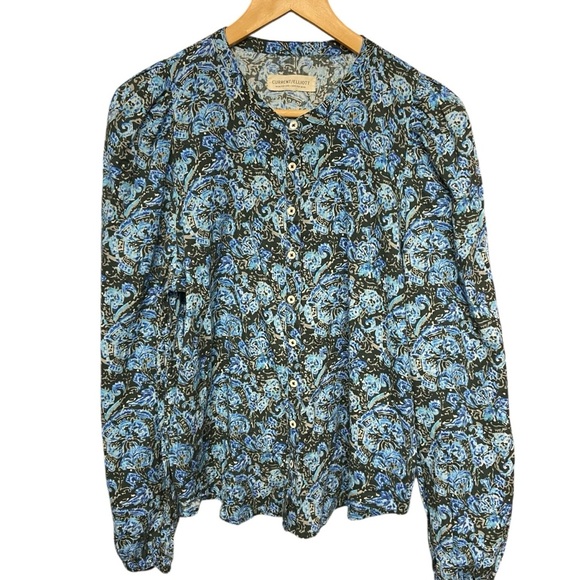Current/Elliott Women’s Long Sleeve Button Front Blouse Size L Blue 100% Cotton - Picture 10 of 10